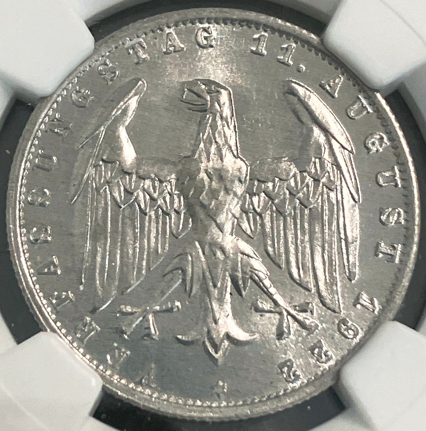 1922年 ドイツ 3マルク銀貨【ワイマール共和国・憲法制定記念|MS66|NGC鑑定】