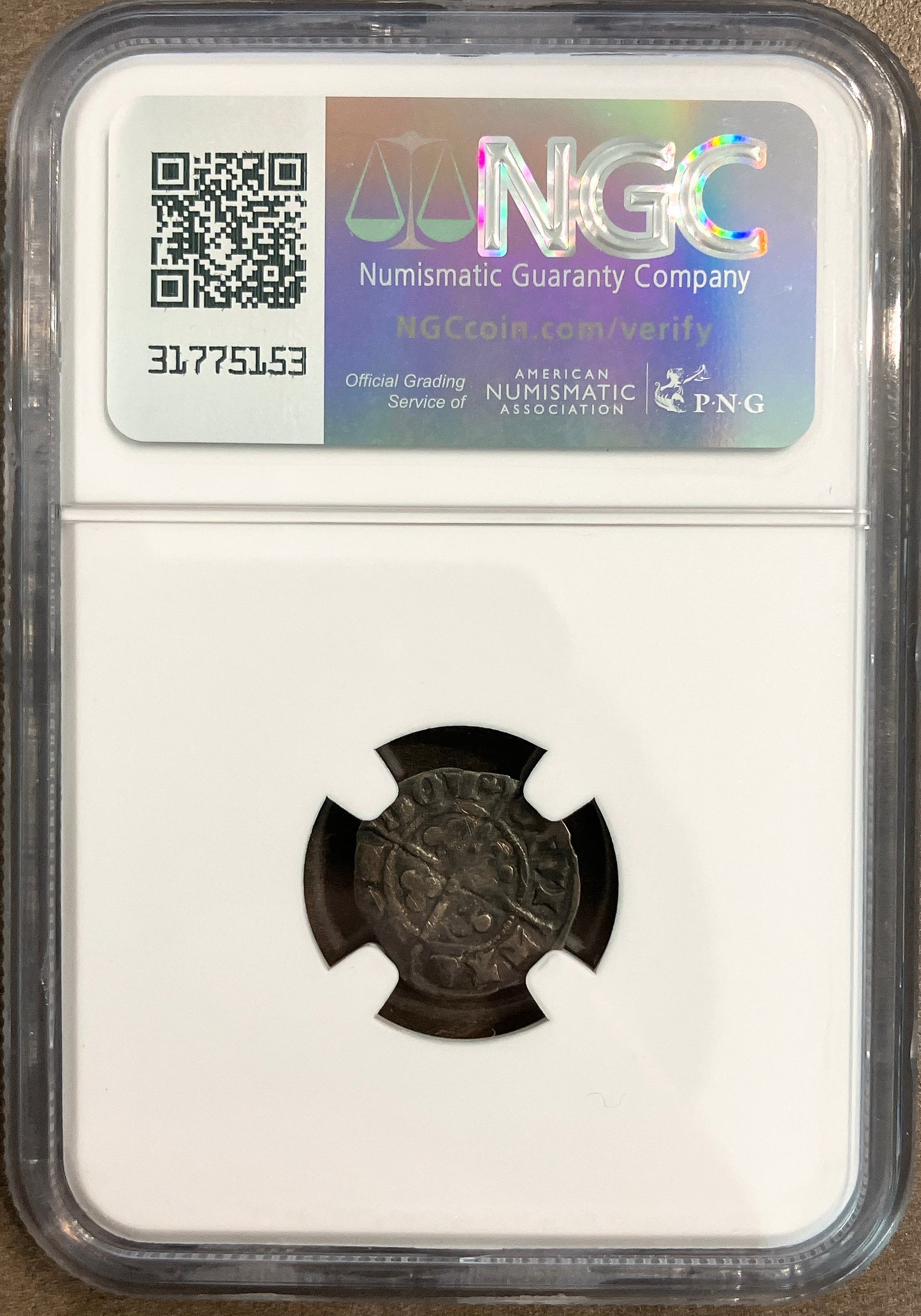 1279–1307年 イングランド エドワード1世 1/2ペニー銀貨【NGC F12|中世イングランド貨幣】