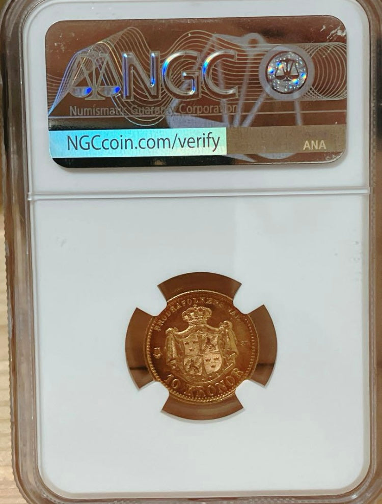 1874年 スウェーデン 10クローナ金貨【NGC MS63|オスカー2世|金貨|アンティークコイン】