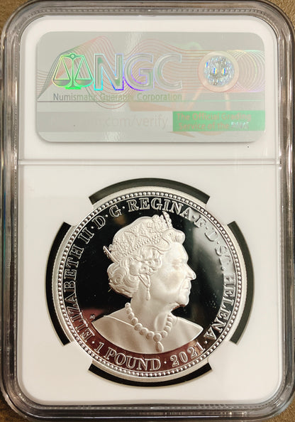 2021年 セントヘレナ「スリー・グレイセス」1ポンド銀貨【PF69UC｜First Releases｜NGC鑑定】