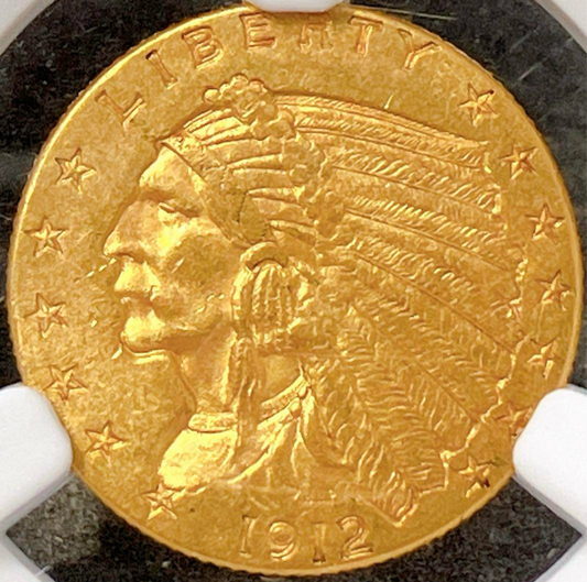 1912年 アメリカ $2.5 インディアン金貨【MS61｜NGC鑑定】