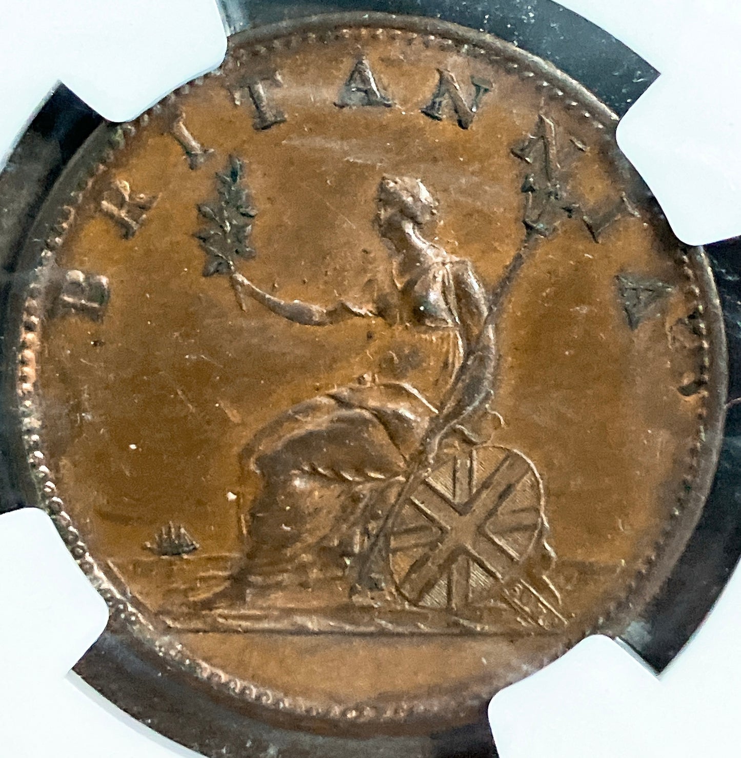 1806年 英国 ジョージ3世 1/2ペニー銅貨【NGC AU58｜最上級保存｜SOHO鋳造】