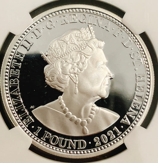 2021年 セントヘレナ「スリー・グレイセス」1ポンド銀貨【PF69UC｜First Releases｜NGC鑑定】