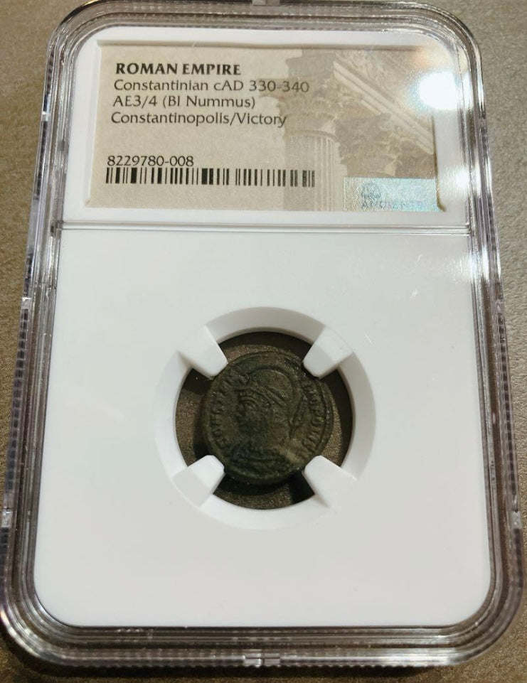 ローマ帝国 コンスタンティノポリス記念銅貨【Victoryタイプ｜c.AD 330–340｜NGC鑑定】