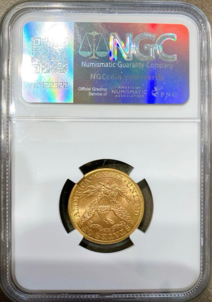 1886年アメリカ$5金貨リバティ・ヘッドのNGC鑑定グレードMS62の画像