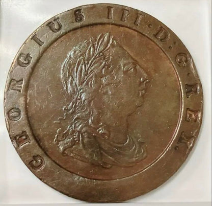 1797年 英国ジョージ3世 2ペンス銅貨【Soho Mint｜AU Details｜NGC鑑定済】