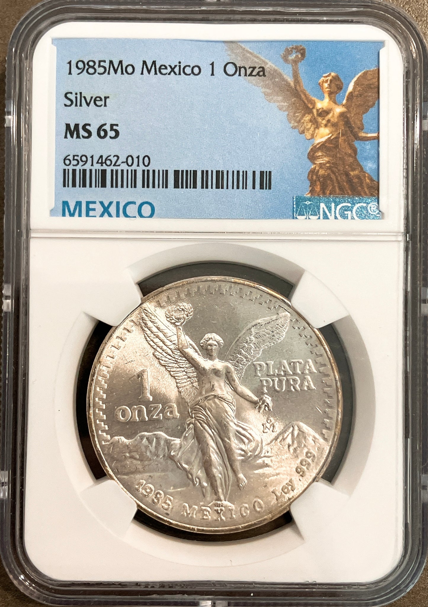1985年 メキシコ 1オンス銀貨【リベルタッド｜NGC MS65｜自由と炎の女神像】