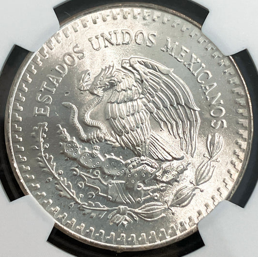 1985年 メキシコ 1オンス銀貨【リベルタッド｜NGC MS65｜自由の女神×活火山】