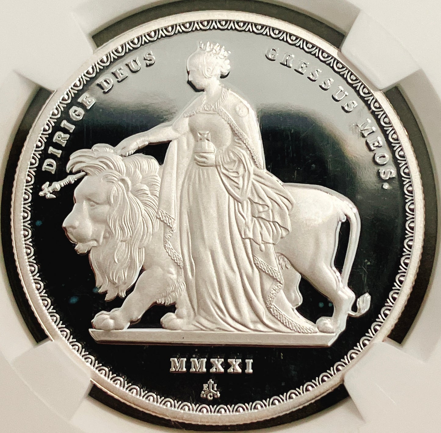 2021年 セントヘレナ「ウナとライオン」1ポンド銀貨【PF69UC｜NGC鑑定｜Wyon復刻】