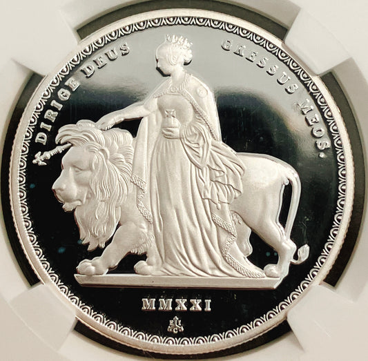 2021年 セントヘレナ「ウナとライオン」1ポンド銀貨【PF69UC｜NGC鑑定｜Wyon復刻】