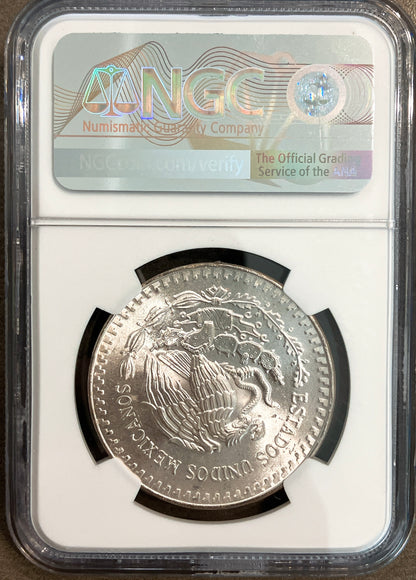 1985年 メキシコ 1オンス銀貨【リベルタッド｜NGC MS65｜自由の女神×活火山】