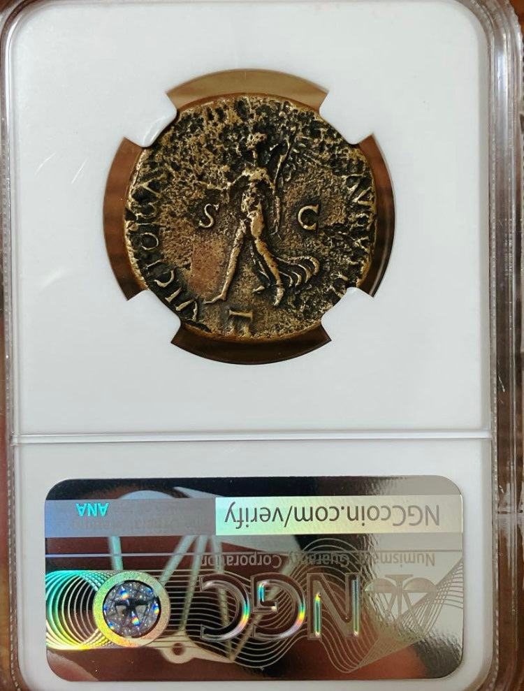 ローマ帝国 ネロ帝デュポンディウス銅貨【AD54–68｜NGC VF｜Strike:5/5｜13.18g｜アンティークコイン】