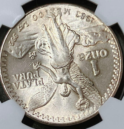 1983年 メキシコ 1オンサ銀貨【ミントエラー MS65｜Obverse Lamination｜NGC鑑定】