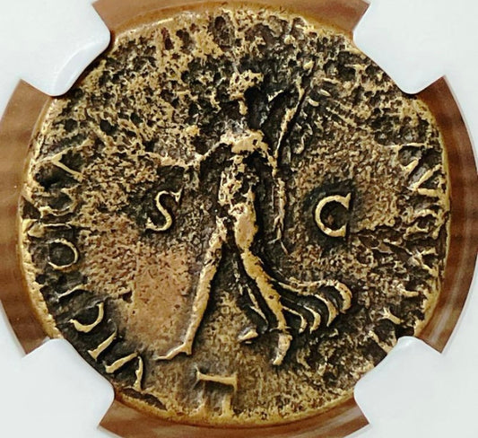 ローマ帝国 ネロ帝デュポンディウス銅貨【AD54–68｜NGC VF｜Strike:5/5｜13.18g｜アンティークコイン】