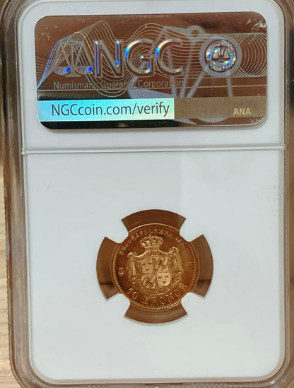 1874年 スウェーデン 10クローナ金貨【NGC MS63｜オスカー2世｜金貨｜アンティークコイン】
